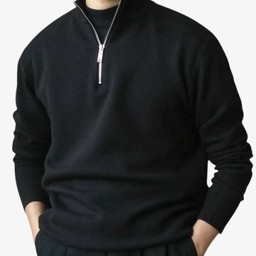 High-neck half-zip sweater