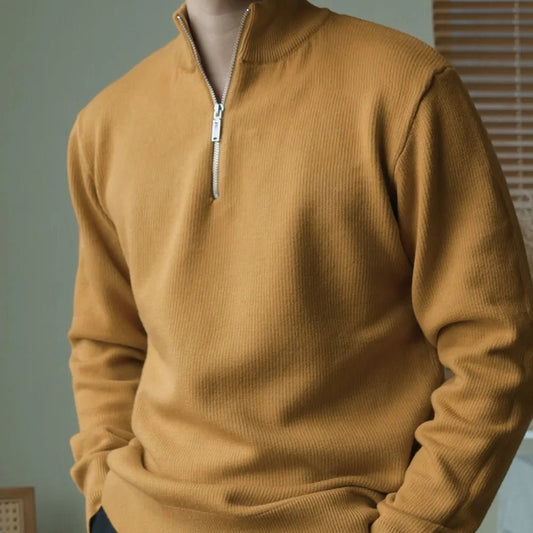 High-neck half-zip sweater