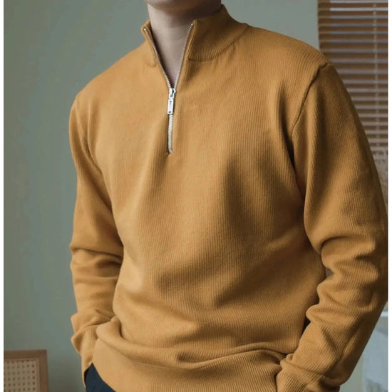 High-neck half-zip sweater