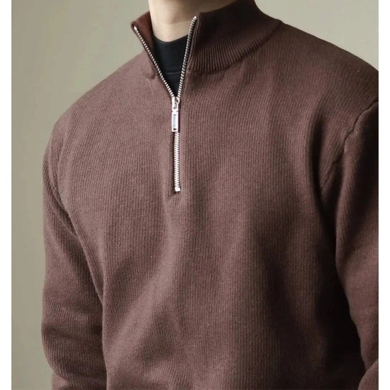 High-neck half-zip sweater