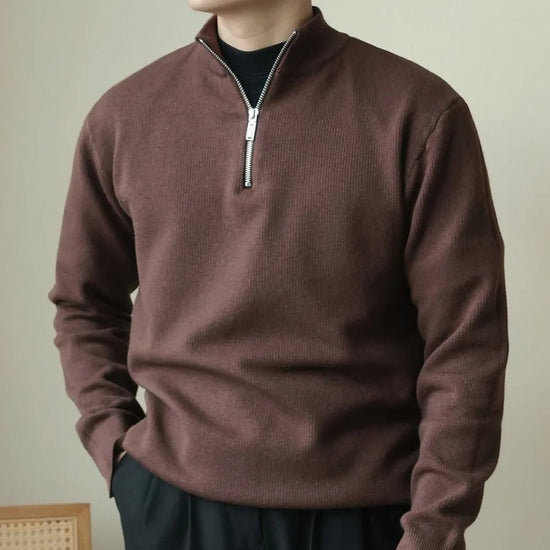 High-neck half-zip sweater