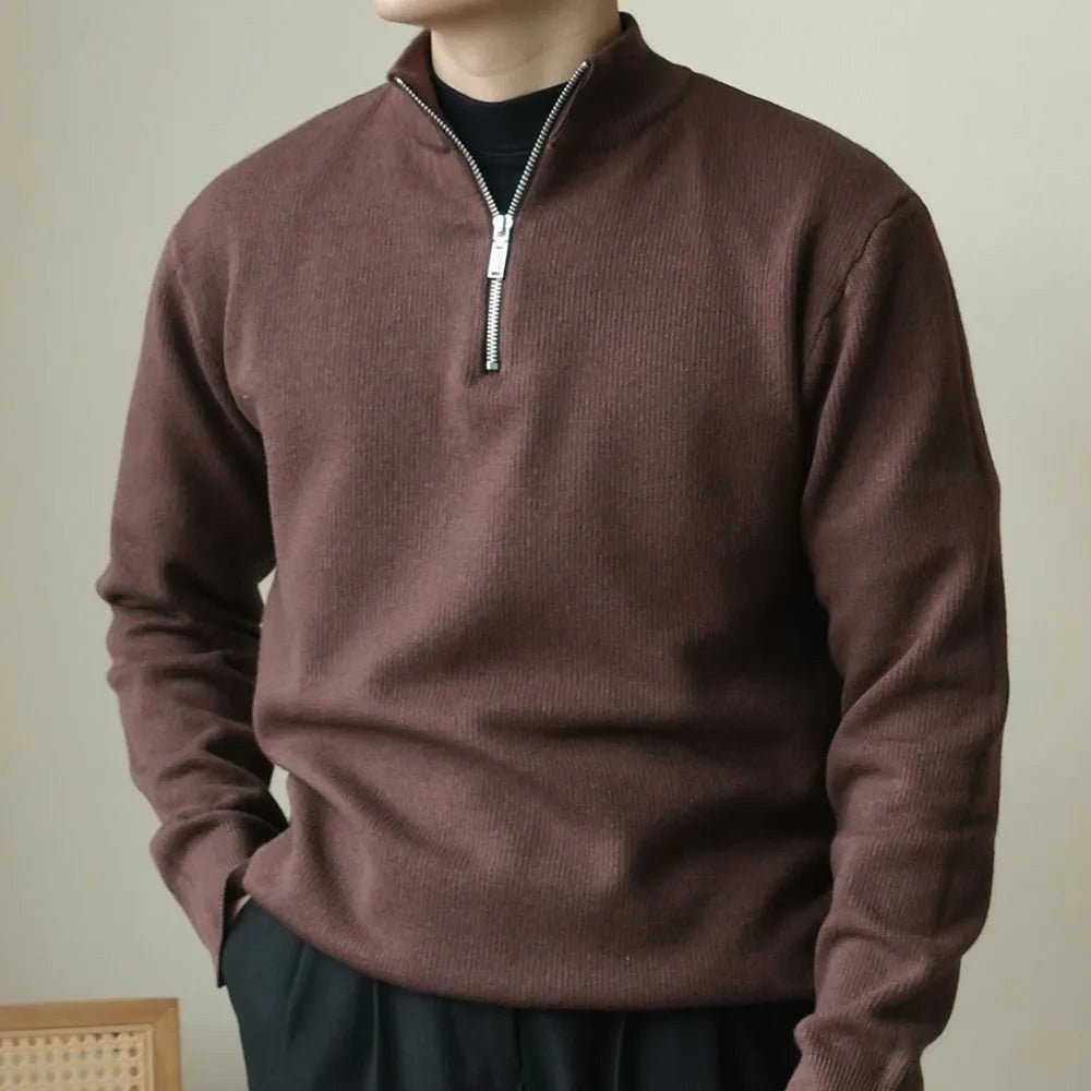 High-neck half-zip sweater