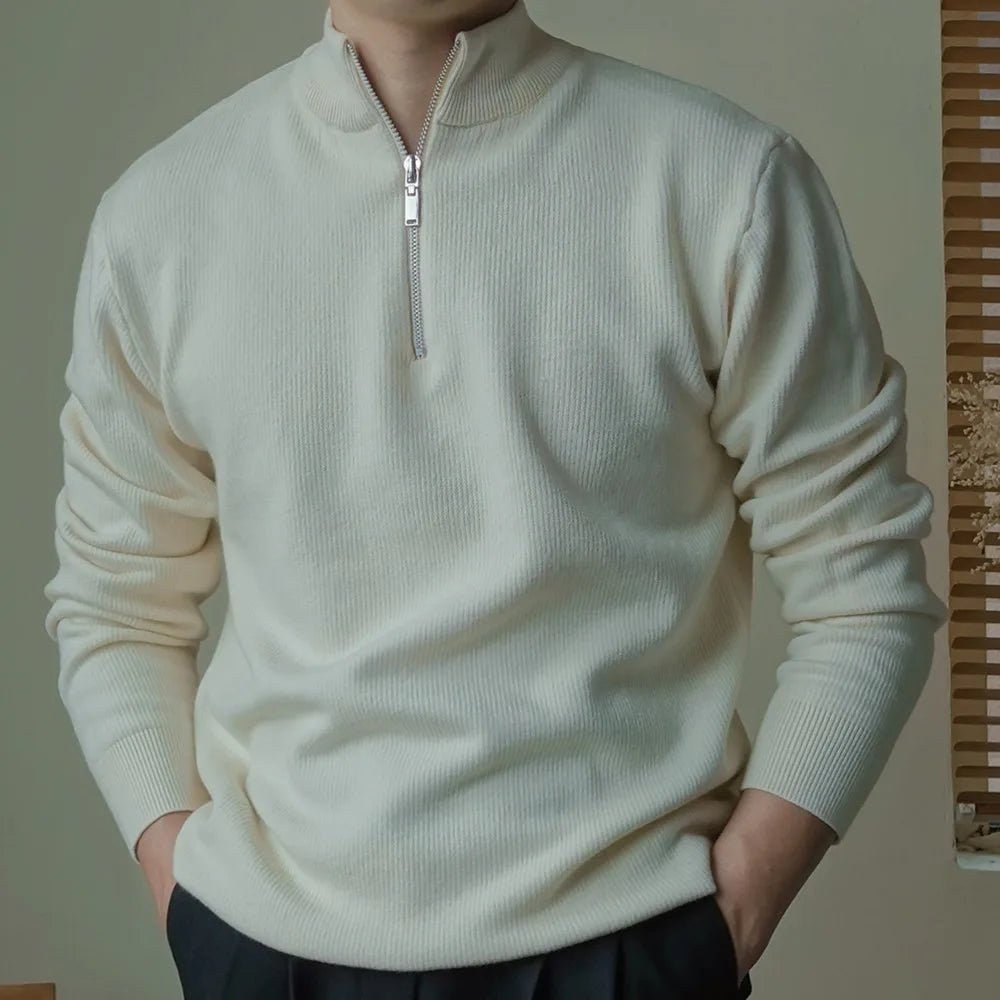 High-neck half-zip sweater
