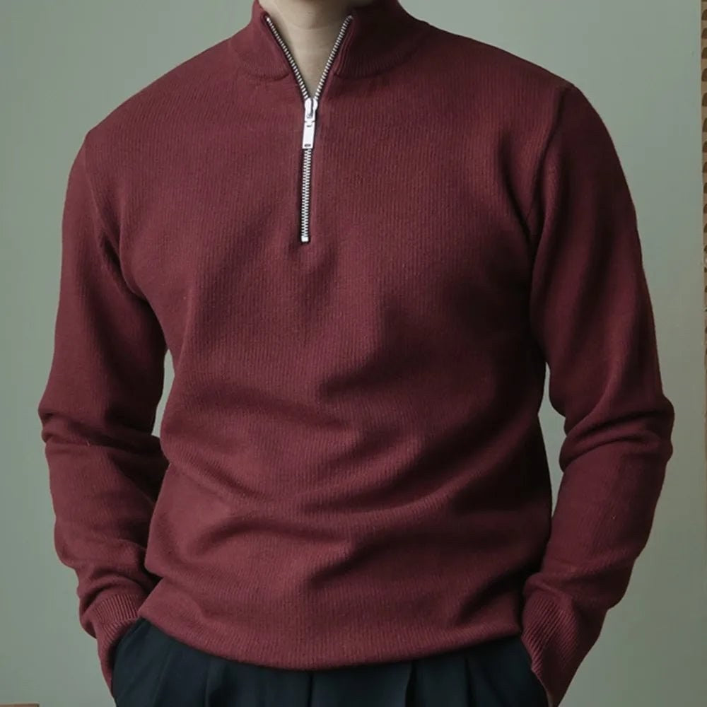 High-neck half-zip sweater