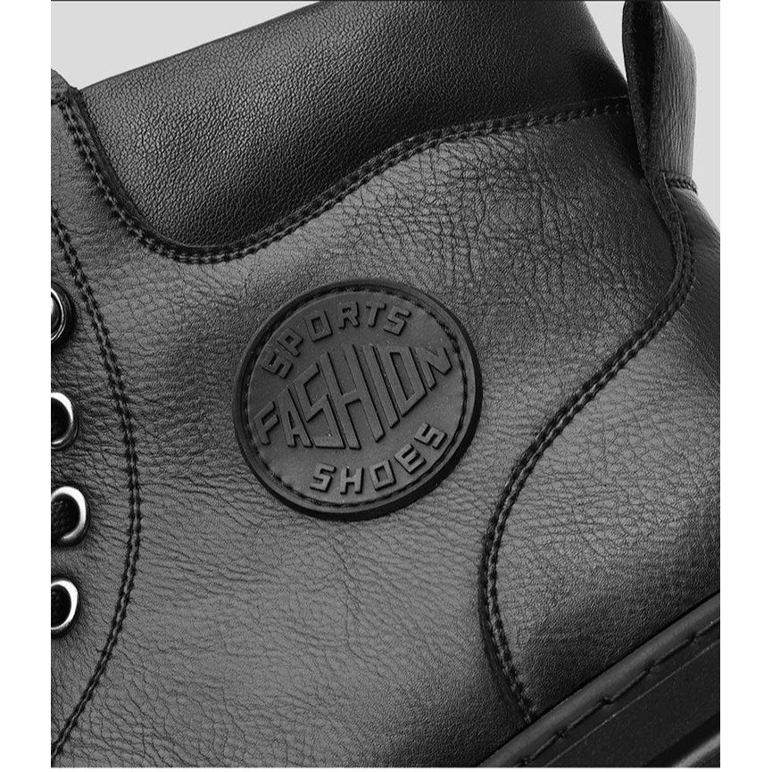 High-top genuine leather boots