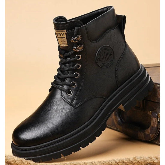 High-top genuine leather boots