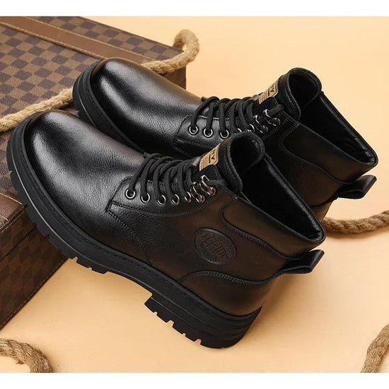 High-top genuine leather boots