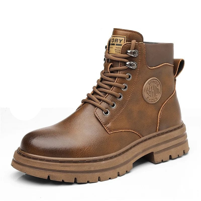 High-top genuine leather boots