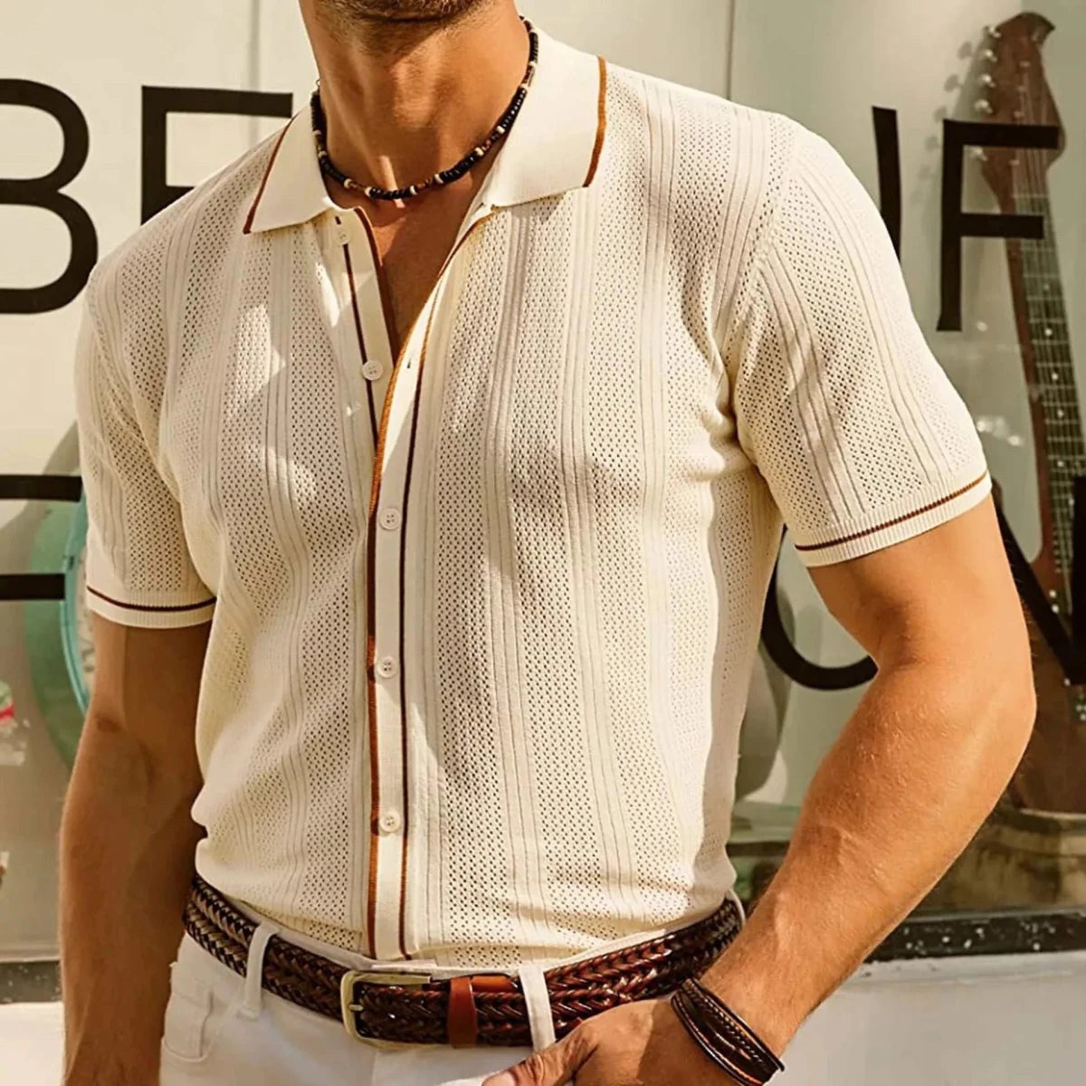 Ice silk summer short sleeve shirt