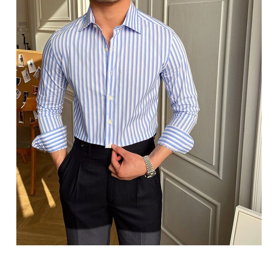 Italian Blue Striped Shirt