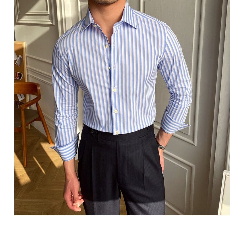 Italian Blue Striped Shirt