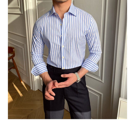 Italian Blue Striped Shirt
