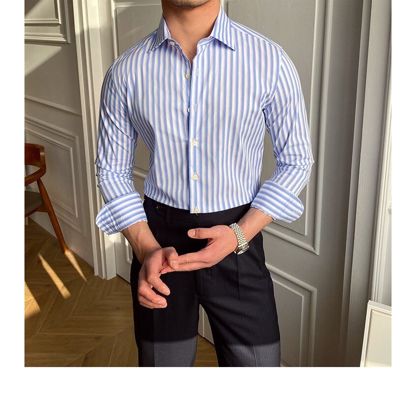 Italian Blue Striped Shirt