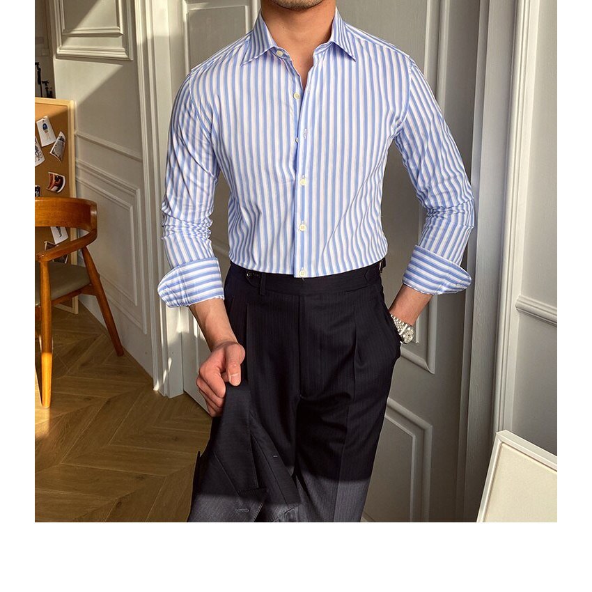 Italian Blue Striped Shirt