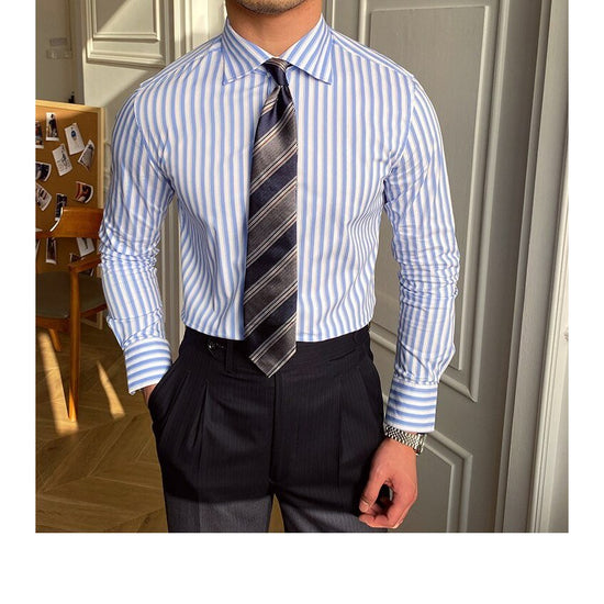 Italian Blue Striped Shirt