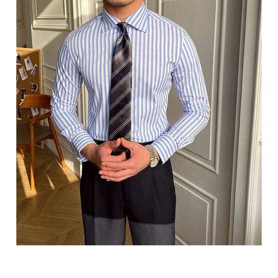 Italian Blue Striped Shirt