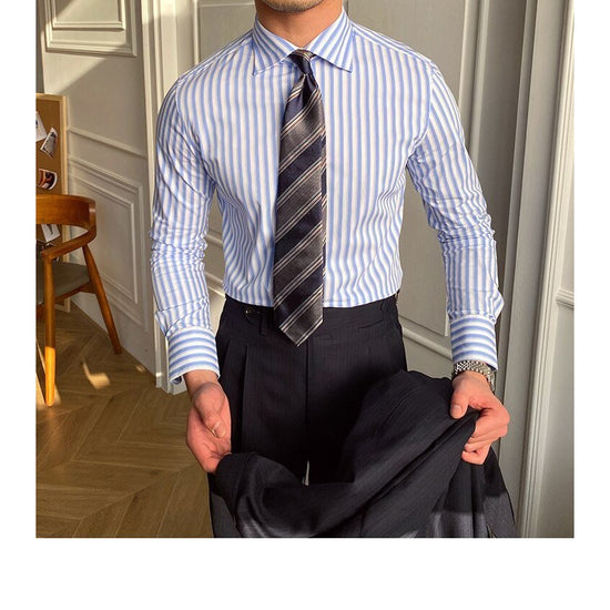 Italian Blue Striped Shirt