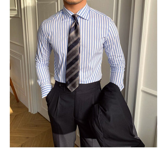 Italian Blue Striped Shirt