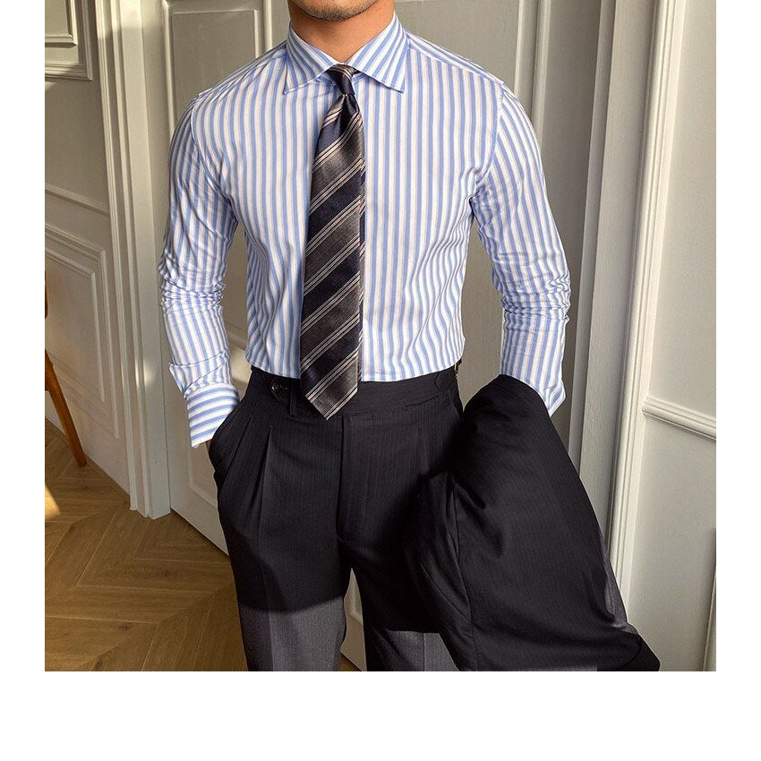 Italian Blue Striped Shirt