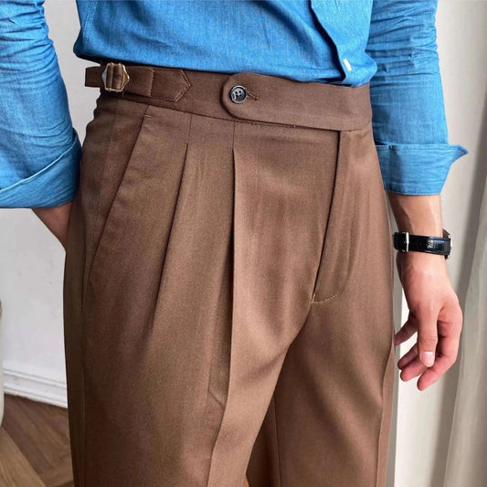 Italian design ankle high-waist trousers