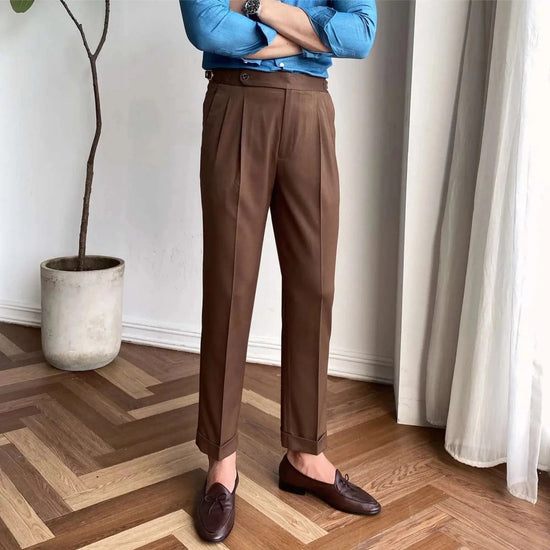 Italian design ankle high-waist trousers