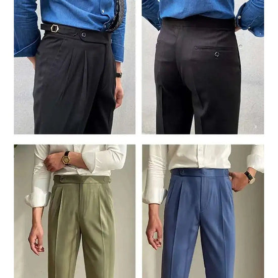 Italian design ankle high-waist trousers