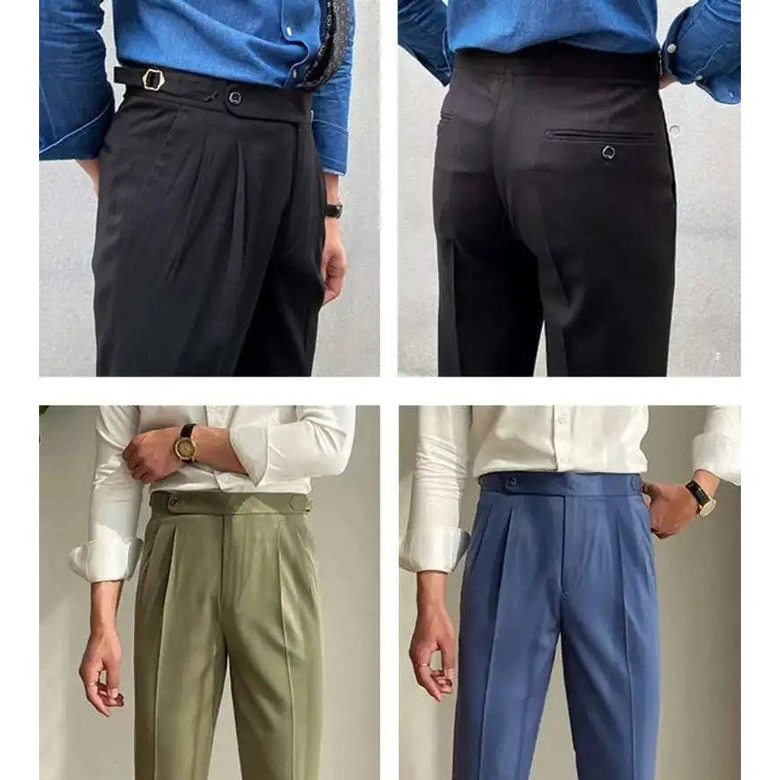 Italian design ankle high-waist trousers