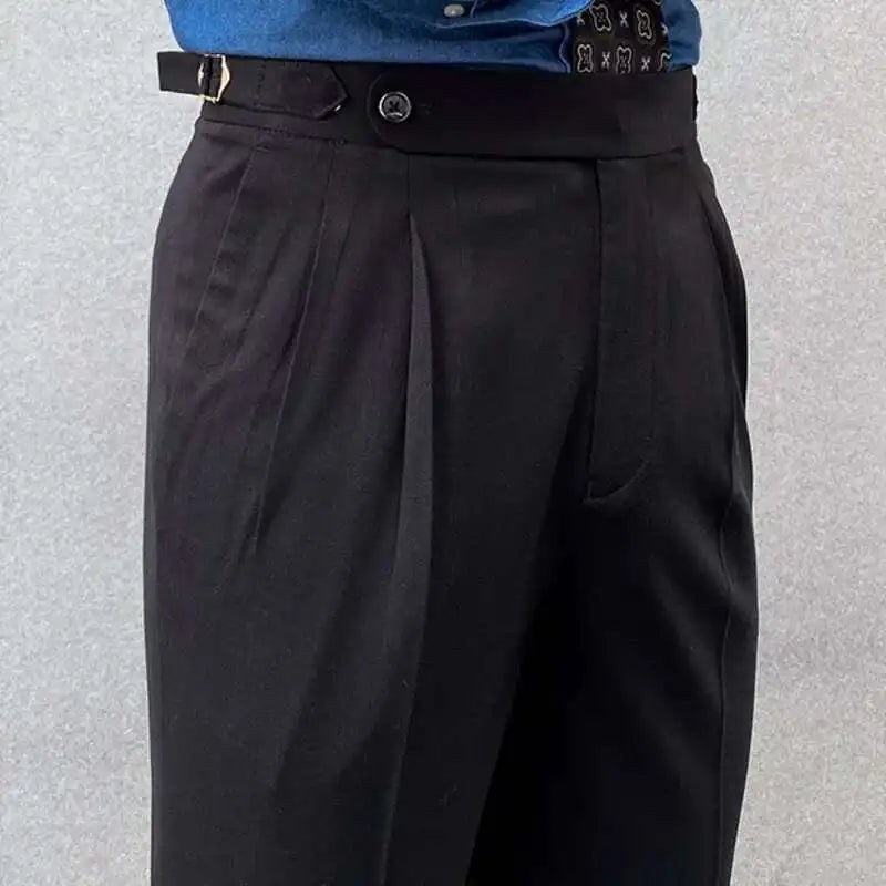 Italian design ankle high-waist trousers