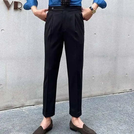 Italian design ankle high-waist trousers