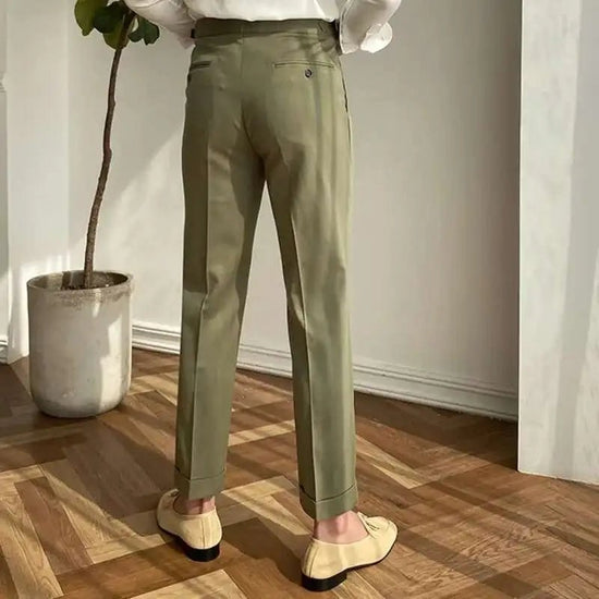 Italian design ankle high-waist trousers