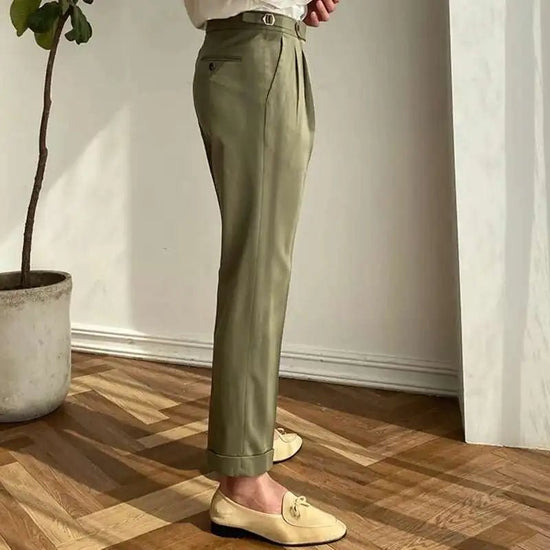 Italian design ankle high-waist trousers