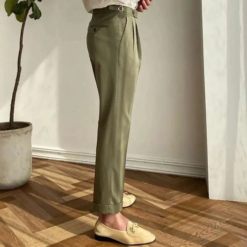 Italian design ankle high-waist trousers