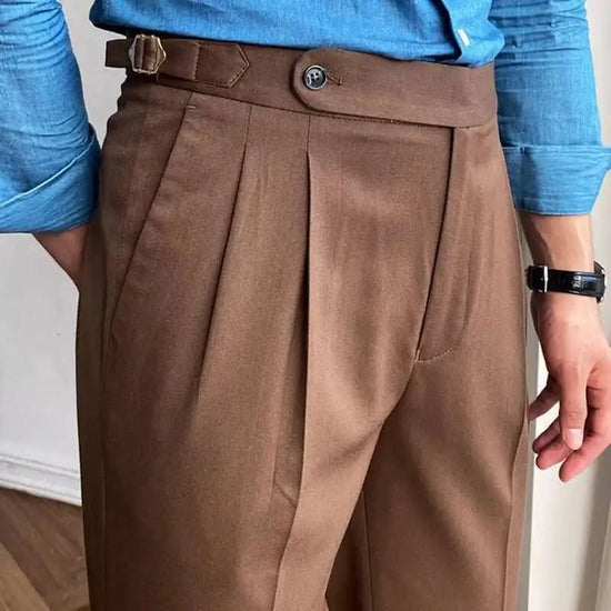 Italian design ankle high-waist trousers