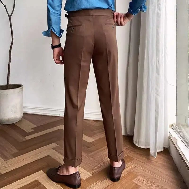 Italian design ankle high-waist trousers