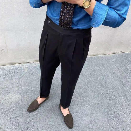 Italian design ankle high-waist trousers
