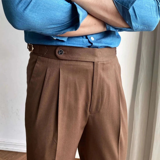 Italian design ankle high-waist trousers