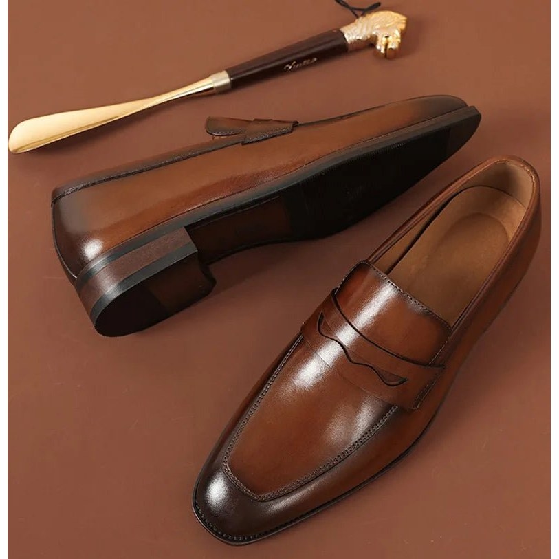 Italian luxury slip on elegant shoes