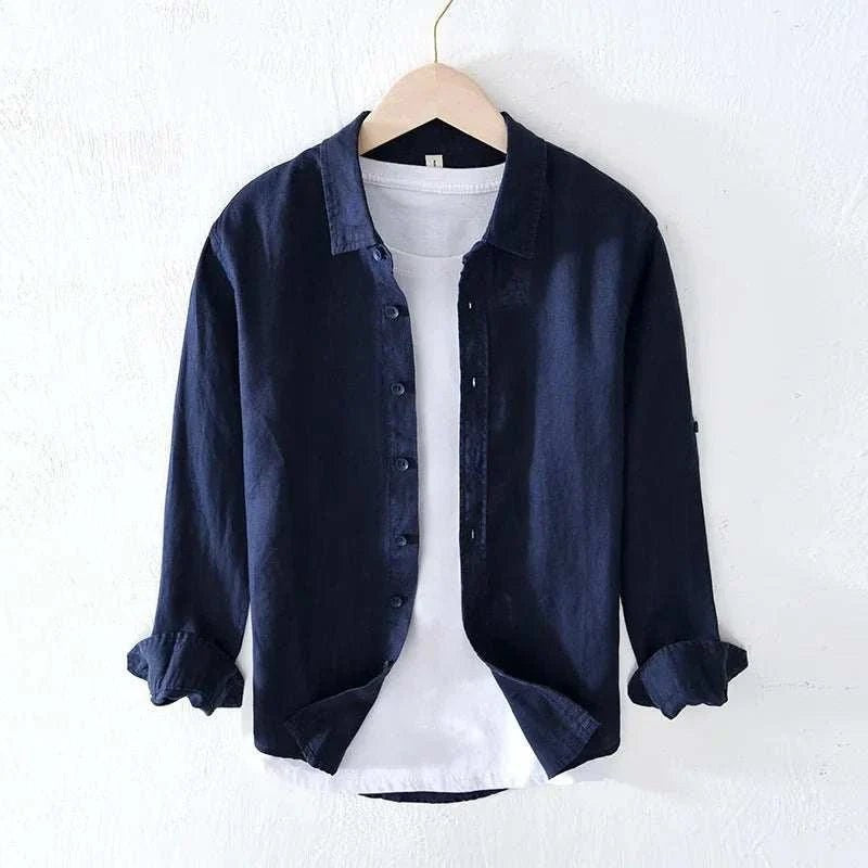 Italian pure linen long-sleeve shirt