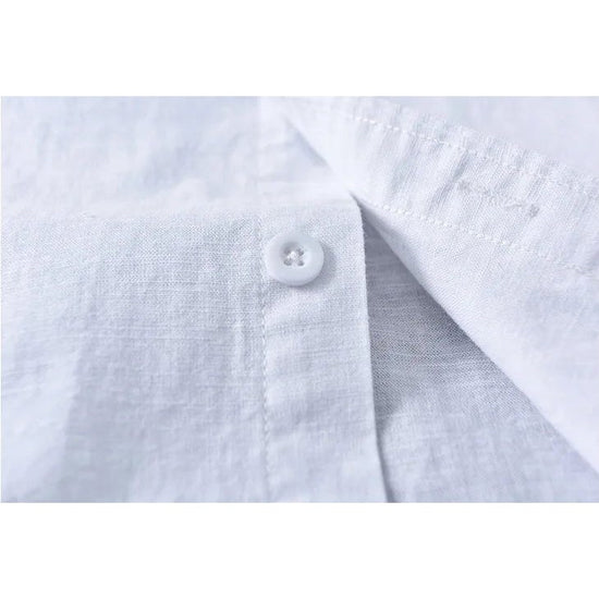 Japanese cotton-linen mandarin-collar shirt