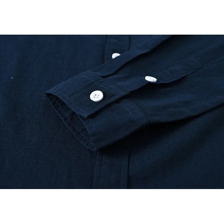 Japanese cotton-linen mandarin-collar shirt