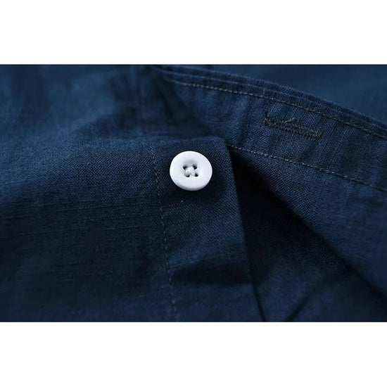 Japanese cotton-linen mandarin-collar shirt