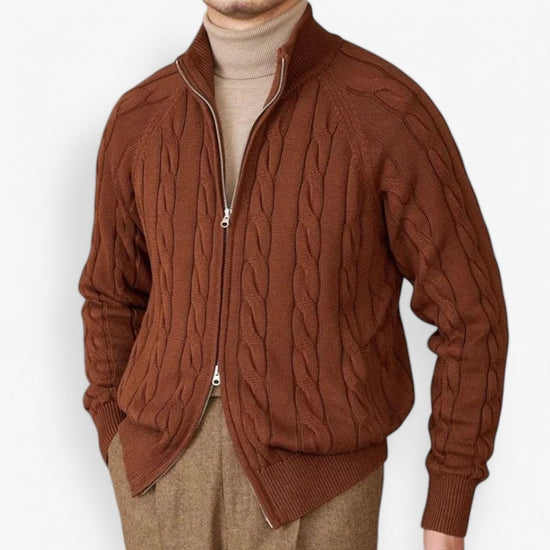 Knit cardigan double zipper