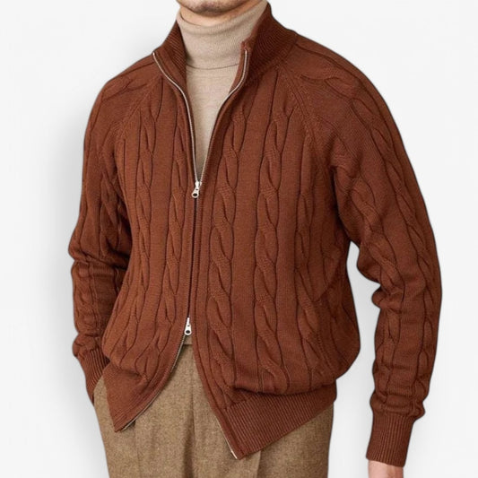 Knit cardigan double zipper