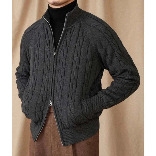 Knit cardigan double zipper