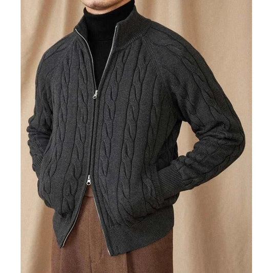 Knit cardigan double zipper