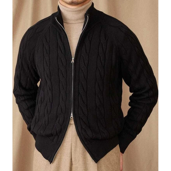 Knit cardigan double zipper