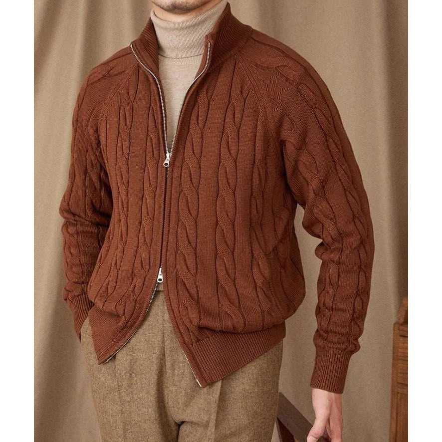 Knit cardigan double zipper