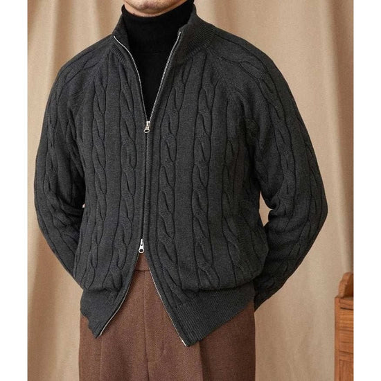 Knit cardigan double zipper