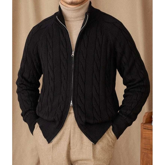 Knit cardigan double zipper