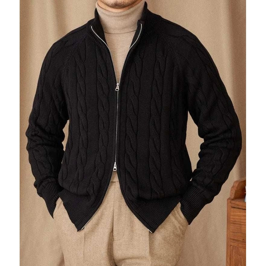 Knit cardigan double zipper